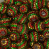 20mm Red, Gold, and Green Stripe Rhinestone Bubblegum Beads Bulk - Image 2 of 0
