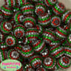 20mm Red, Green, Silver Stripe Rhinestone Bubblegum Beads Bulk - Image 1 of 0