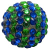 20mm Royal & Green Stripe Rhinestone Bubblegum Beads - Image 1 of 0