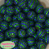 20mm Royal & Green Stripe Rhinestone Bubblegum Beads - Image 2 of 0