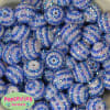 20mm Royal Blue & White Stripe Rhinestone Bubblegum Beads - Image 2 of 0