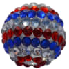 20mm Red, Silver, Blue Stripe Rhinestone Bubblegum Beads - Image 1 of 0