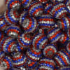 20mm Red, Silver, Blue Stripe Rhinestone Bubblegum Beads - Image 2 of 0