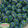 20mm Royal Silver and Lime Stripe Rhinestone Bubblegum Beads - Image 1 of 0