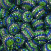20mm Royal Silver and Lime Stripe Rhinestone Bubblegum Beads Bulk - Image 2 of 0