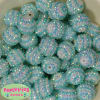20mm White & Turquoise Stripe Rhinestone Beads - Image 2 of 0