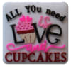 28mm Cute All you need is Love and Cupcakes Silicone Focal Bead - Image 1 of 0