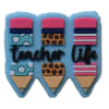Turquoise Teacher Life on Multi Color Pencils Silicone Focal Bead - Image 1 of 0