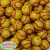 20mm Softball  Print Bubblegum Beads - Image 1 of 0
