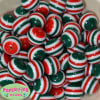 20mm Red and Green Stripe Resin Bubblegum Beads - Image 2 of 0