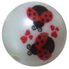 20mm Valentine Ladybug Zombie Print on a White Matte Bead - Image 1 of 0