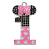 Hot Pink Minnie Style "1" Rhinestone and Enamel Pendant 35 x 23 mm - Image 2 of 0