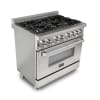 ZLINE 36" PROFESSIONAL STAINLESS STEEL 4.6 CU.FT. 6 GAS BURNER/ELECTRIC OVEN RANGE (RA36) - Image 1 of 0