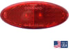 The COMMAND LED Clearance Light Red, model 003-52R is an oval, surface-mount LED light with a built-in reflex reflector, designed for RV and marine applications. It is manufactured in the USA by Command Electronics. - Image 1 of 0