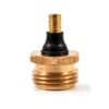 The Camco 36153 is a heavy-duty, brass RV water line blow-out plug used for winterizing recreational vehicles by clearing water from plumbing using compressed air, preventing freeze damage. It screws into the city water inlet, has a Schrader valve. - Image 1 of 0