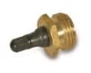The Camco 36153 is a heavy-duty, brass RV water line blow-out plug used for winterizing recreational vehicles by clearing water from plumbing using compressed air, preventing freeze damage. It screws into the city water inlet, has a Schrader valve. - Image 2 of 0
