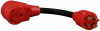 The Valterra Mighty Cord Generator Adapter A10-G30430 is a 30-amp "dogbone" adapter for connecting a generator with a four-prong, 30-amp locking outlet to a recreational vehicle (RV) that uses a standard 30-amp RV power inlet. - Image 1 of 0