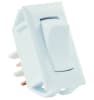 The JR Products 13665 is a white, non-illuminated Momentary On-Off Rocker Switch commonly used for RV interior lighting, appliances, or slide-out operations. - Image 1 of 0