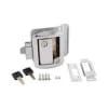The AP Products 013-572 Chrome Global Travel Trailer Entry Door Latch Lock Assembly is a metal lock assembly with a paddle handle and deadbolt, designed to replace most travel trailer and 5th wheel entrance locks. It features a chrome finish. - Image 2 of 0