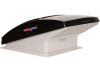The MAXXAIR MaxxFan Deluxe (model 00-06200K) is an all-in-one RV ventilation system featuring a built-in rain shield, a 10-speed reversible fan, and a thermostat. It fits standard 14" x 14" roof openings and operates on 12-volt power. - Image 1 of 0