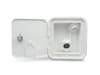 The B&B Molders 94226 Fresh Water Inlet is a polar white, locking hatch designed for an RV's city water system. It features a plastic check valve and is known for its durability and resistance to UV and impact. - Image 1 of 0
