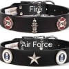 Service Emblem Leather Dog Collar - Image 2 of 0