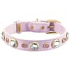 Rhinestones and Pink Cat's Eye Leather Dog Collar - Image 1 of 0