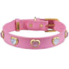 Pink and White Cat's Eye Hearts Leather Dog Collar - Image 1 of 0