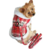 Designer Dog Coat | Red Plaid with Leash - Image 1 of 0