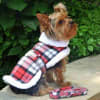 Designer Dog Coat | Red Plaid with Leash - Image 2 of 0