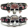 Rhinestone Skull Leather Designer Dog Cat Bling Collar - Image 2 of 0