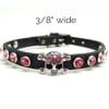 Rhinestone Skull Leather Designer Dog Cat Bling Collar - Image 4 of 0