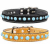 Suede Leather Dog Collars with Turquoise Cabachons - Image 1 of 0