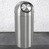 Glaro "New Yorker" All Satin Aluminum Dome Top Self Closing Waste Receptacle , 783-S1536SA - Image 1 of 0