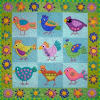 CHIRP  Wool Quilt  Pattern Book by Sue Spargo shows a small quilt featuring chicks in brightly colored wool, with heavy embroidery embellishment. - Image 2 of 0