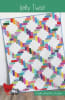 Jelly Twist Quilt Pattern by Cluck Cluck Sew Sew shows an interwoven pieced quilt in a variety of colors on a white ground. - Image 1 of 0