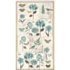 En Bleu Panel by Katie Pertiet shows a vintage looking quilt panel in the style of old world botanical prints from the 19th century with motifs of butterflies, blossoms and birds in shades of turquoise, caramel, chocolate and cream. - Image 2 of 0