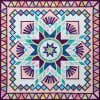 TULIP FARM Quilt Pattern by Judy Niemeyer shows a  blue and white center medallion quilt in bright batiks with intricate foundation piecing and an star  border. - Image 1 of 0