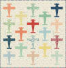 LAX Airplane Quilt Pattern by Laundry Basket Quilts shows giant Monstera  plant leaf in various sizes and colors, on a contrasting light background. - Image 1 of 0