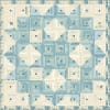 Pioneer Log Cabin Quilt Pattern  by Laundry Basket Quilts shows small log cabin blocks in shades of blue and cream with a narrow outer floral border. - Image 1 of 0