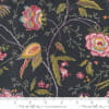 This fabric has a graceful pink and red floral motif on a black ground. - Image 2 of 0
