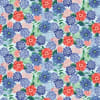 Bella Blue Bird Light Blue Floral by Jennifer Brinley shows a densely packed floral in shades of blue and red. - Image 1 of 0