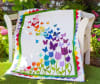 Blooming Butterflies Pattern by Shabby Fabrics shows an array of butterflies in bright colors on a white background with a pretty green border. - Image 2 of 0
