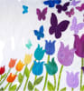 Blooming Butterflies Pattern by Shabby Fabrics shows an array of butterflies in bright colors on a white background with a pretty green border. - Image 3 of 0