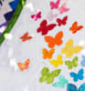 Blooming Butterflies Pattern by Shabby Fabrics shows an array of butterflies in bright colors on a white background with a pretty green border. - Image 4 of 0