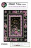 Artist's View Quilt Kit (TOP)  by Sweet Tea Girls shows a pretty black, lavendar and green quilt made from a panel showing Asian styled flowers on a black background. - Image 2 of 0