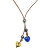 photo of Wendy Mignot Lapis and Gold Plate Heart with Tahitian Pearl and Leather Adjustable Slider Necklace - Image 1 of 0