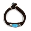 photo of Wendy Mignot Laredo Trio Turquoise and Tahitian Pearl and Leather Braided Bracelet with Silver Accents 3 - Image 2 of 0