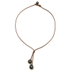 photo of Wendy Mignot Rain Two Drop Tahitian Pearl and Leather Necklace - Image 2 of 0