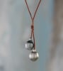 photo of Wendy Mignot Rain Two Drop Tahitian Pearl and Leather Necklace - Image 3 of 0